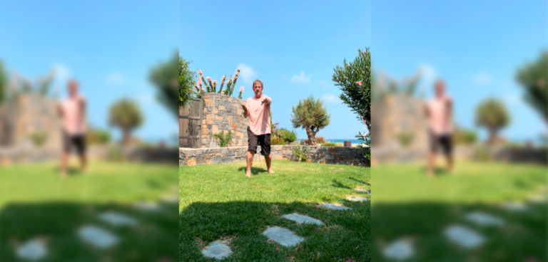 Leo Blinn performs Sanchin on the island of Crete